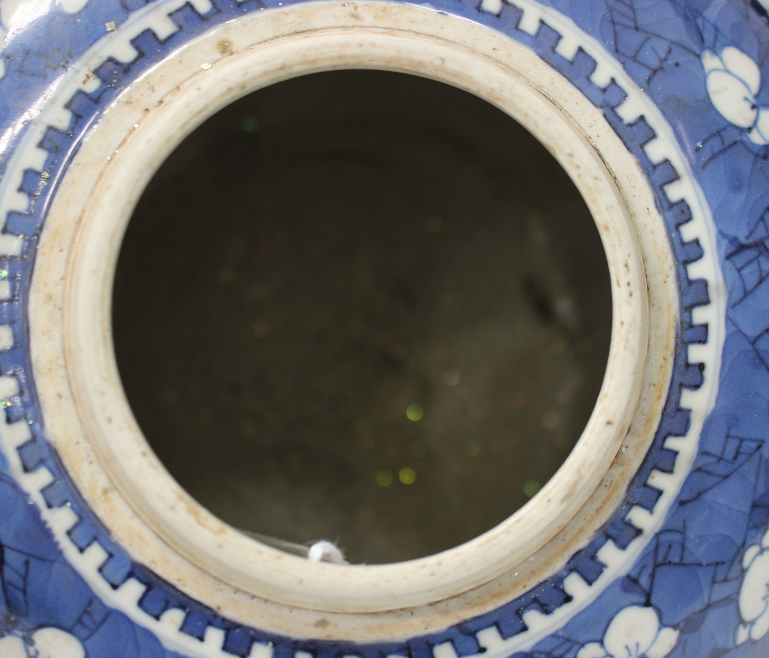 A Chinese blue and white porcelain ginger jar, Kangxi period, of ovoid form, painted with prunus - Image 3 of 4