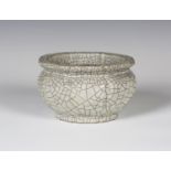 A Chinese Guan-type grey crackle glazed bowl, mark of Daoguang but probably earlier Qing dynasty, of