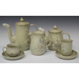 A Denby Daybreak pattern part service, including a coffee pot and cover, a teapot and cover, two