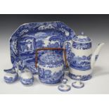 A collection of Copeland 'Spode's Italian' pattern blue printed tablewares, including five graduated
