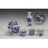 A small group of Chinese blue and white export porcelain, Kangxi period and later, comprising a