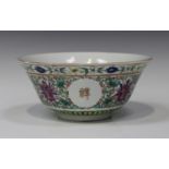A Chinese famille rose porcelain bowl, mark of Tongzhi but probably later, of slightly flared