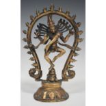 A South Indian bronze figure of Shiva Nataraja dancing on Apasmara Purusha, 19th century, within a