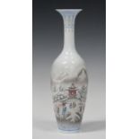 A Chinese eggshell porcelain vase, 20th century, of slender tapering form with flared neck,