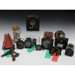 A collection of various English Electric Canberra E.15 flight instruments and controls, including