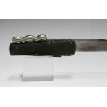 A late 19th century folding Bowie knife with single-edged blade, blade length 20cm, nickel and steel