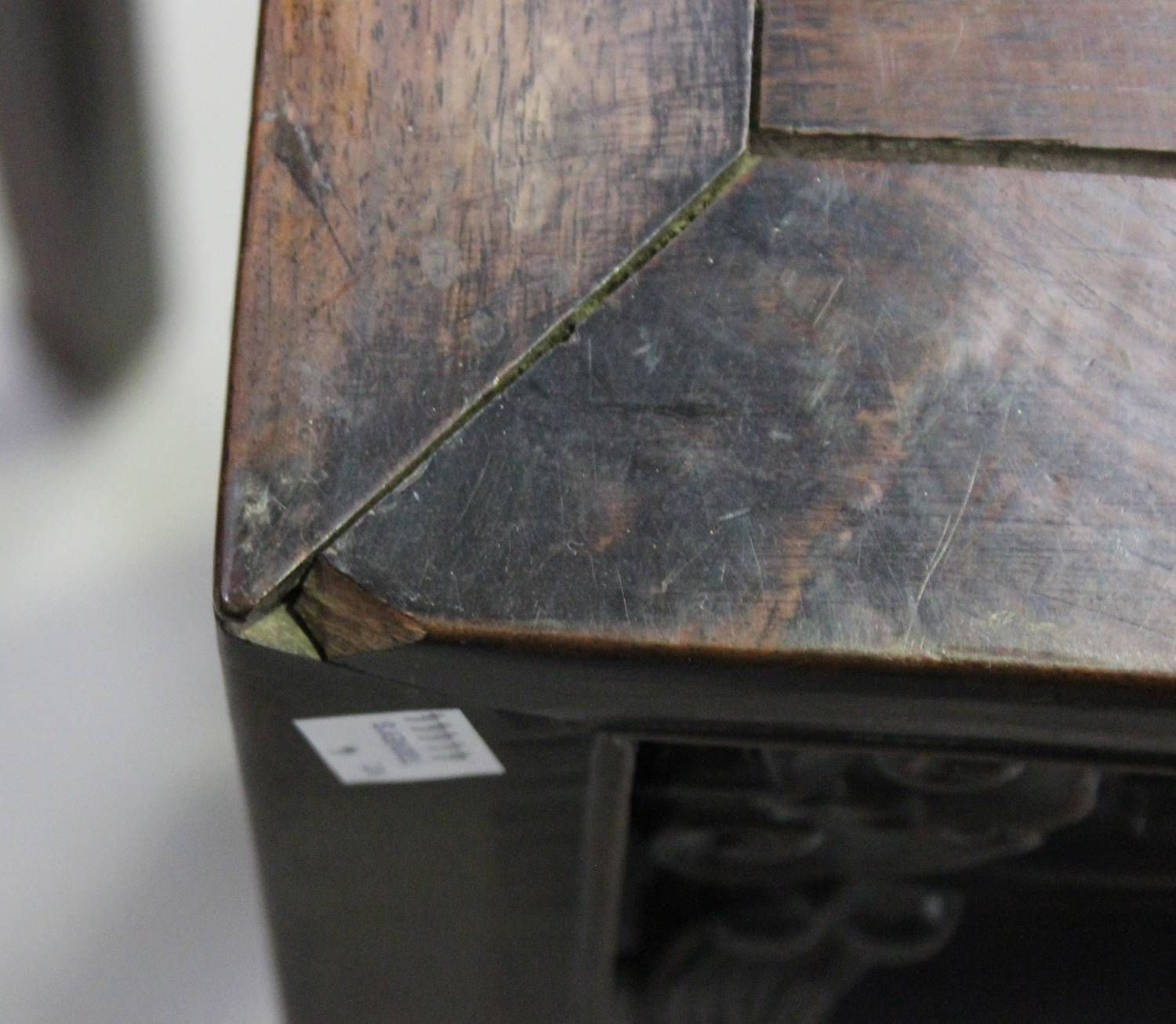 A pair of Chinese hardwood two-tier stands, late 19th century, each rectangular panelled top above a - Image 6 of 8