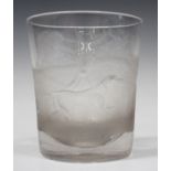 An engraved clear glass tumbler, 19th century, probably Stourbridge, one side engraved with a