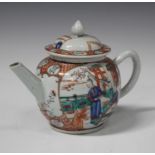 A Chinese famille rose export porcelain globular teapot and domed cover, Qianlong period, painted