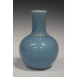 A Chinese clair-de-lune porcelain vase, mark of Qianlong and possibly of the period, the globular