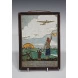 A Thooft & Labouchere Delft rectangular commemorative wall plaque, 1940s, decorated with a scene