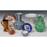A small group of decorative ceramics and glassware, late 19th century and later, including an Exeter