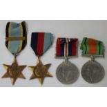 A group of four Second World War medals, comprising Air Crew Europe Star with bar 'France and