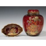 A Carlton Ware Rouge Royale New Mikado pattern ginger jar and cover, height 22cm, and a matching