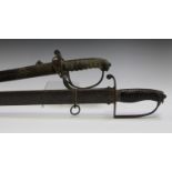 A George III 1788 pattern light cavalry sword with straight single-edged fullered blade, blade