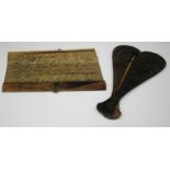 A Chinese hardwood cased opium scale, mid-19th century, the fish shaped case with metal mounts,