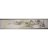 A Chinese hand scroll, probably mid to late 20th century, painted with a scene of a gentleman