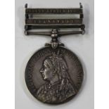 A Queen's South Africa Medal with two bars, 'Transvaal' and 'South Africa 1902', to '5308 Pte F.