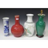 A Chinese sang-de-boeuf glazed bottle vase, 20th century, the globular body with narrow