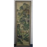 A Chinese watercolour painting on silk, early 20th century, depicting two figures standing in a