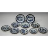 A pair of Chinese blue and white Batavian ware export porcelain saucers, Qianlong period, each