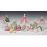 Thirteen Royal Doulton figures, comprising 'Fair Lady', HN2193, 'Clarissa', HN2345, 'Fair Maiden',
