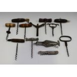 A group of mainly 19th and early 20th century corkscrews, including crossbar corkscrews and a