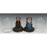 Two early 20th century circular glass display domes, height 21cm, diameter 15cm and height 20.5cm,