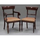 A set of six late 20th century reproduction bar back dining chairs, comprising one carver and five