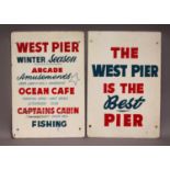 Two mid-20th century fibre-bound printed advertising boards for 'West Pier', 81cm x 56cm.Buyer’s