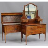 An Edwardian mahogany and satinwood crossbanded dressing chest of drawers with swing frame mirror,