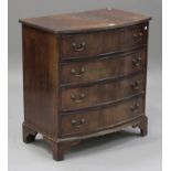 A 20th century reproduction mahogany bowfront chest of four long drawers, on bracket feet, height