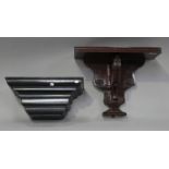 A late Victorian mahogany wall bracket, height 37cm, width 48cm, together with an ebonized wall