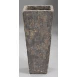 A modern volcanic glazed earthenware garden pot of tall tapering square section, height 89cm,