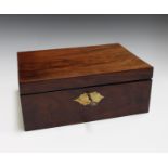 A late George III mahogany box, the sides with recessed brass handles, width 28.5cm.Buyer’s