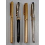 A Montblanc-Meisterstück silver and gilt ballpoint pen, a Montblanc-Meisterstück silver, gilt and