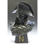Richard Aurili - a bronzed copper cased head and shoulders portrait bust of Napoleon Bonaparte,