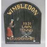 A late 20th century reproduction advertising sign for 'Wimbledon 1931 Lawn Tennis Championships',