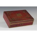 A Victorian gilt-tooled red leather governmental dispatch box, purportedly 'used by Queen Victoria