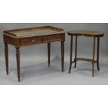 A Victorian mahogany side table, the gallery top above two frieze drawers, raised on turned legs,