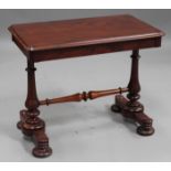A mid-Victorian mahogany small centre table, the moulded rectangular top above a pair of baluster