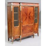 A 20th century French Transitional style kingwood and ormolu mounted side cabinet, the central panel