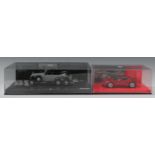 Fourteen Minichamps 1:43 scale model cars, including a Political Leaders Series No. 11 Mercedes-Benz