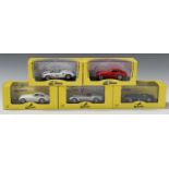 Twenty-nine Art Model Auto Story 1:43 scale model Ferrari sports cars, all within display cases with