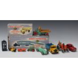 A collection of Dinky Toys and Supertoys cars, commercial vehicles and farm vehicles and