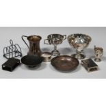 A small group of assorted silver items, including a christening tankard of waisted form, London 1920