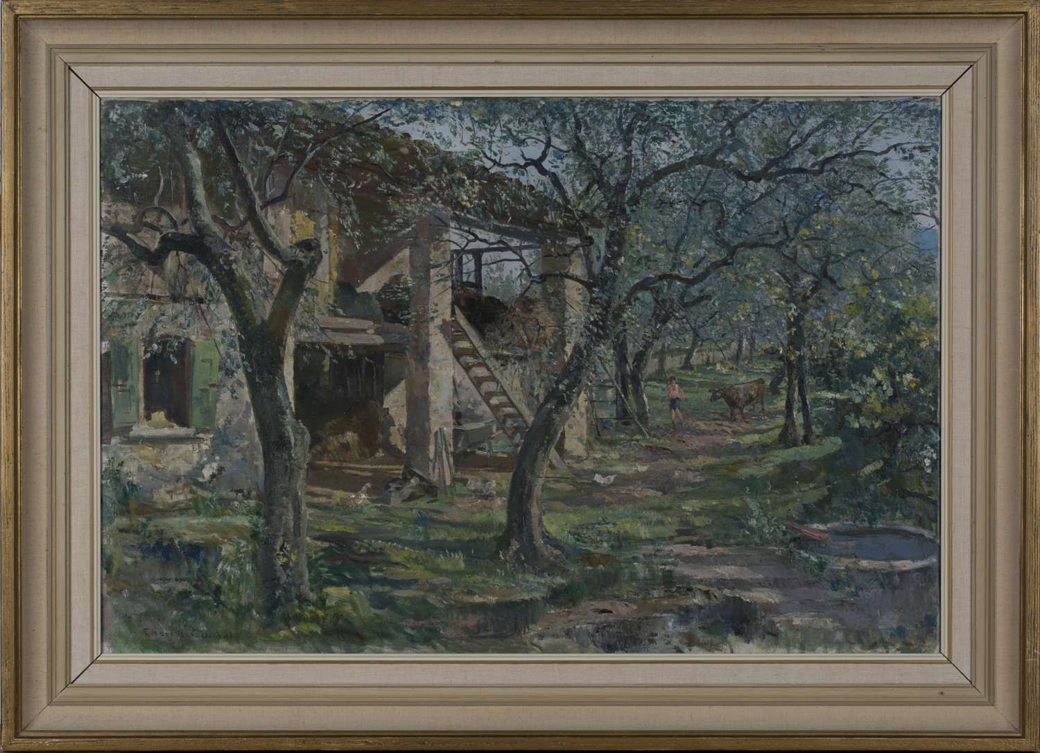 Charles Ernest Cundall - 'An Italian Garden', 20th century oil on canvas, signed recto, titled label