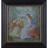 Follower of Pierre Puvis de Chavannes - Holy Family, 20th century oil on board, 24cm x 22cm,