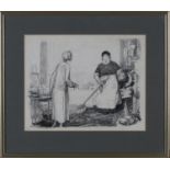 Ernest Howard Shepard - A Lady and a Housemaid in an Interior, 20th century pen and ink, signed,