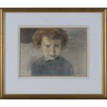 John Stanton Ward - Portrait of a Boy, watercolour with ink, signed and dated 1974, 21.5cm x 30cm,